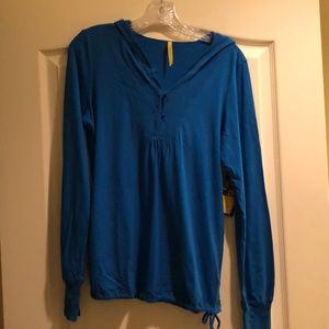 NWT Lole medium blue hooded shirt